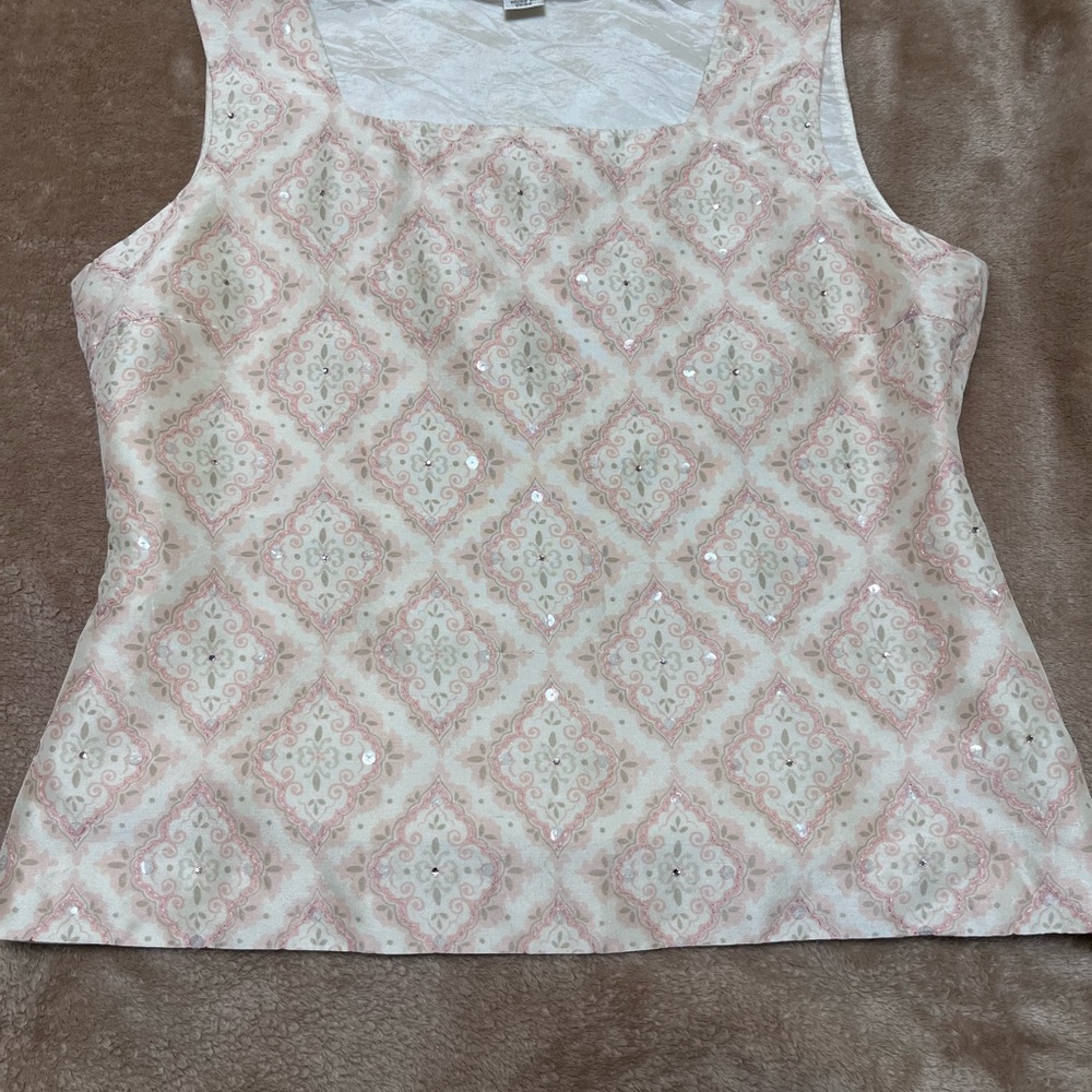 Vintage 100% Silk  Petite Sophisticate Beaded Top Sz 4